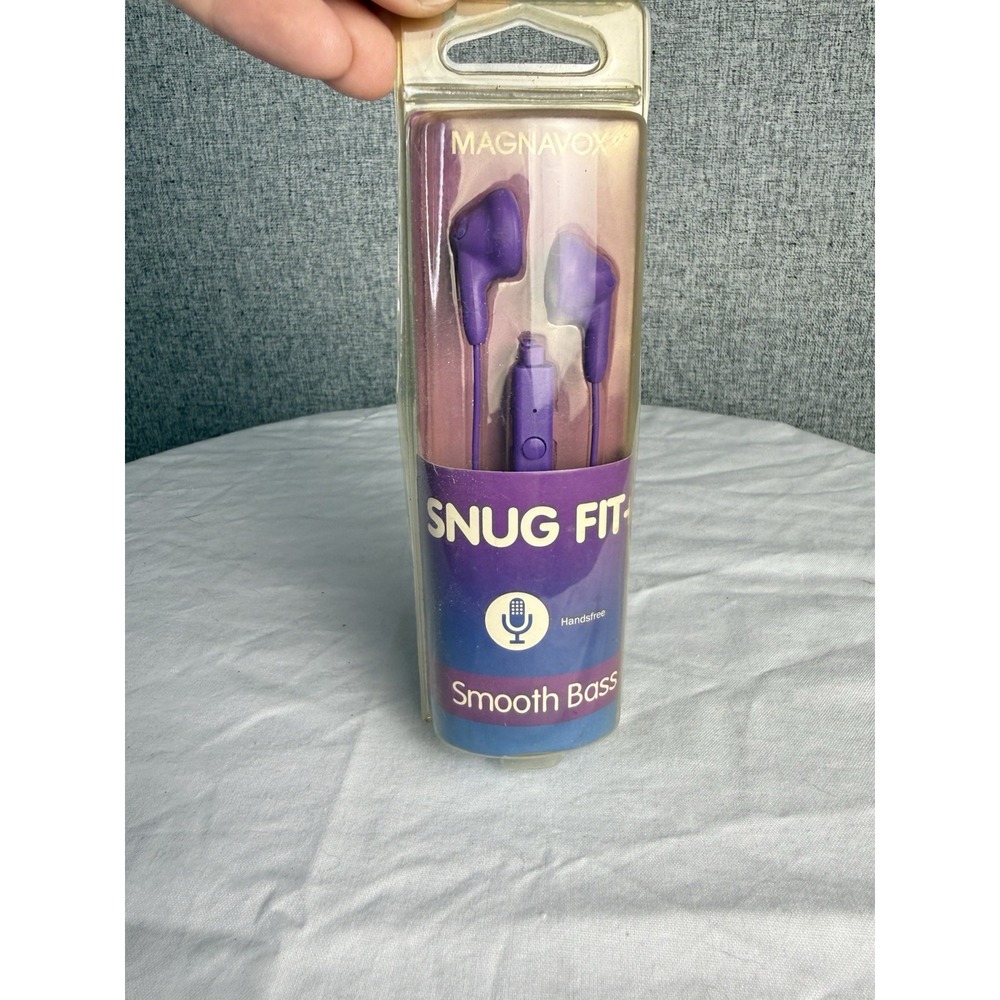Purple Magnavox SNUG FIT+ 4820M Gummy Earbuds‎ Microphone NIB